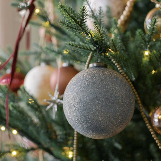 4" Textured Glass Ornament, Slate Blue