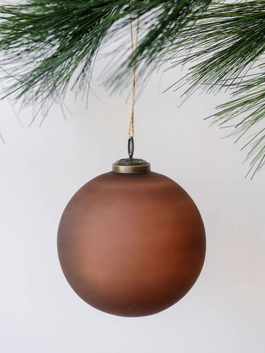 5" Frosted Glass Ornament, Cinnamon